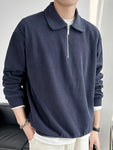 Men's Plus Size Corduroy Half-Zip Polo view 1