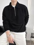 Men's Plus Size Corduroy Half-Zip Polo view 3
