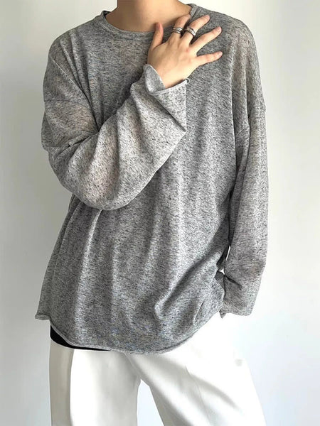 Men's Plus Size Heathered Long-Sleeve T-Shirt
