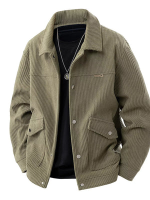 Men's Plus Size Corduroy Button Up Casual Jacket