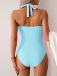 Twisted Front Halter Neck Ruched One-Piece Swimsuit view 21
