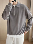 Men's Plus Size Corduroy Half-Zip Polo view 8