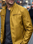 Men's Full Size Faux Leather Bomber Jacket with Zipper Pockets Plus Size view 22