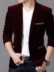 Men's Plus Size Slim Fit Velvet Blazer view 3