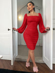 Zip-Back Ruched Bodycon Dress view 1