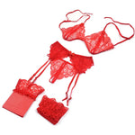 4-Piece Lace Lingerie Set with Garter view 2