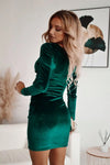 Velvet Long-Sleeve Bodycon Mini Dress view 4