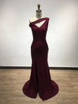 One-Shoulder Mermaid Evening Gown, Slit Detail view 1