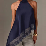 Satin Asymmetric Halter Top view 8