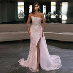 Beaded Mermaid Evening Gown with Train view 1