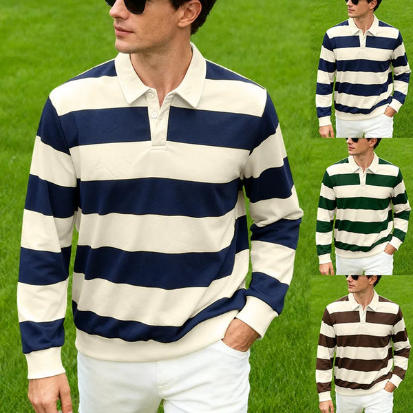 Men's Striped Rugby Polo Shirt