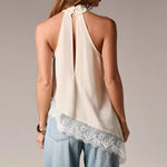 Satin Asymmetric Halter Top view 2