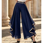 Gold-Trim Chiffon Palazzo Pants view 2