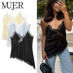 Lace-Trim Satin Cami Top view 1