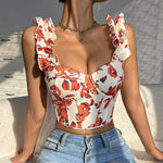 Floral Tapestry Lace-Up Corset Top view 1