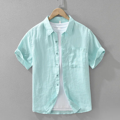 Men's Linen Short Sleeve Button-Up Shirt
