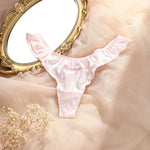 Satin Silk Ruffle Thong view 5