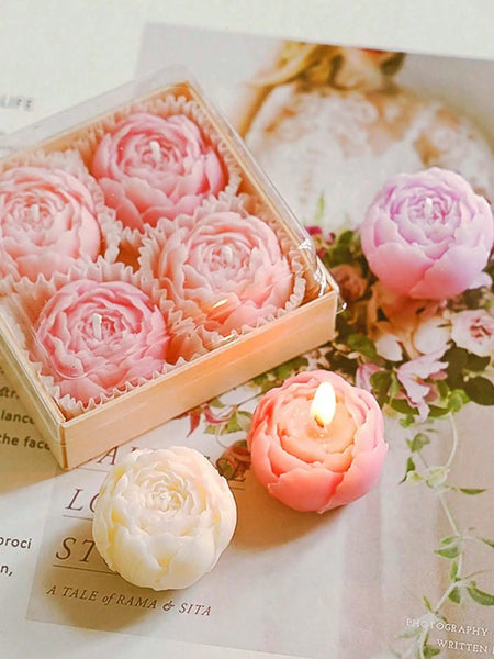 Hand-Shaped Rose Candles, Set of 4