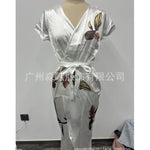 Tie-Waist Wrap Dress with Split Hem view 5