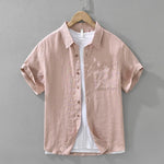 Men's Linen Short Sleeve Button-Up Shirt view 9