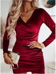 Velvet Long-Sleeve Bodycon Mini Dress view 7