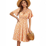 Floral Wrap Midi Dress with V-Neck view 5