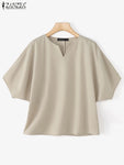 Puff-Sleeve V-Neck Blouse view 2