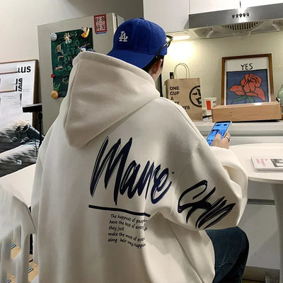 Oversized Letter-Print Hoodie