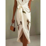 Tie-Waist Wrap Dress with Split Hem view 2
