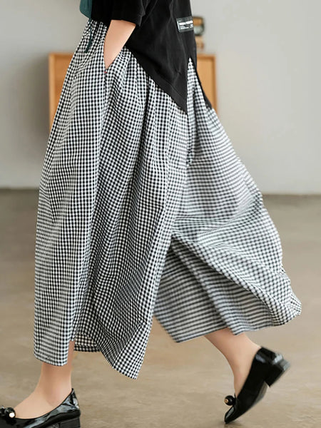 Houndstooth Wide-Leg Trousers