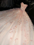 Floral Tulle Ball Gown -- Off-Shoulder Evening Dress view 4