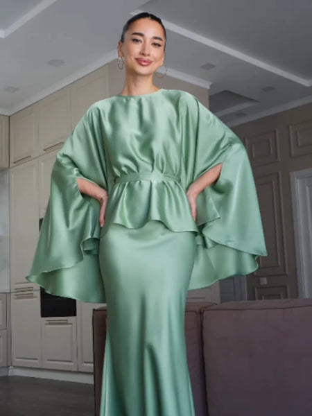 Satin Peplum Two-Piece Set