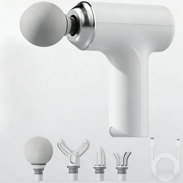 Percussion Massage Gun -- 4 Heads, LED Display, Full Body Recovery