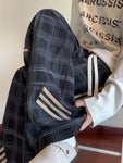 Men's Plaid Wide-Leg Pants with Side Stripes view 2