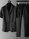 Men's Plus Size Button Up Shirt and Pants Set view 2