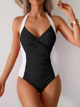 Twisted Front Halter Neck Ruched One-Piece Swimsuit view 24