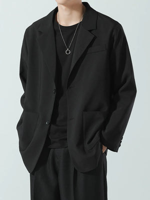 Men's Full Size Lapel Collar Long Sleeve Blazer Plus Size