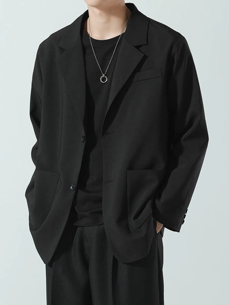 Men's Full Size Lapel Collar Long Sleeve Blazer Plus Size