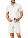 Men's Full Size Casual Short Sleeve Polo and Shorts Set Plus Size view 5