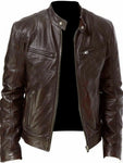 Men's Full Size Leather Biker Jacket with Zipper Pockets Plus Size view 8