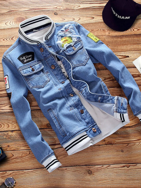 Men's Full Size Slim Fit Button Up Denim Jacket Plus Size
